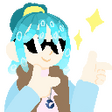 an image of orb with sunglasses one and hands in a finger gun position. calling you/themselves cool