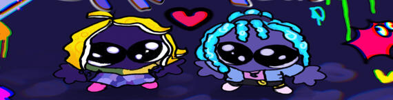 an image of server idols reef and orb drawn like the tbh creature with big shiny eyes