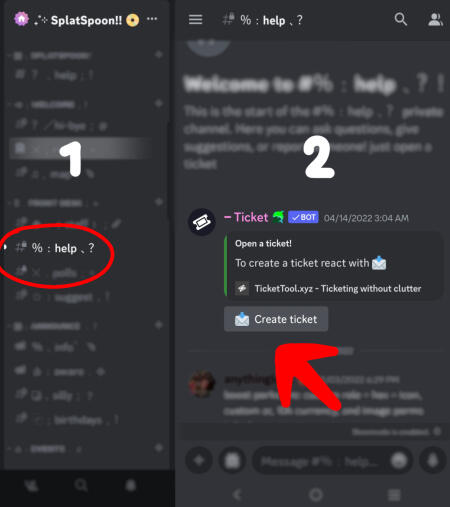 a picture that shows you where to go to open a ticket.